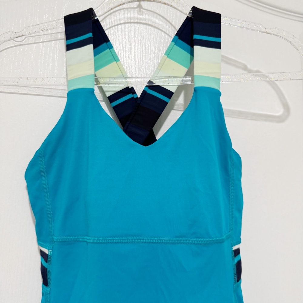 Lululemon Push Ur Limits Tank Top in Blue Stripe Surge Size 6 - Picture 4 of 8